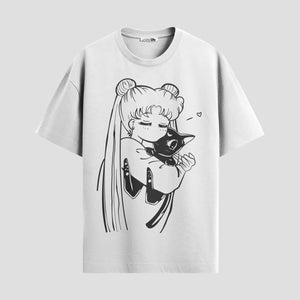 Playera urbana de anime y gaming ExtraLife MX, corte Standard Fit unisex ligero y transpirable en color Deep Black y Pure White, ropa de uso diario para gym y casual.