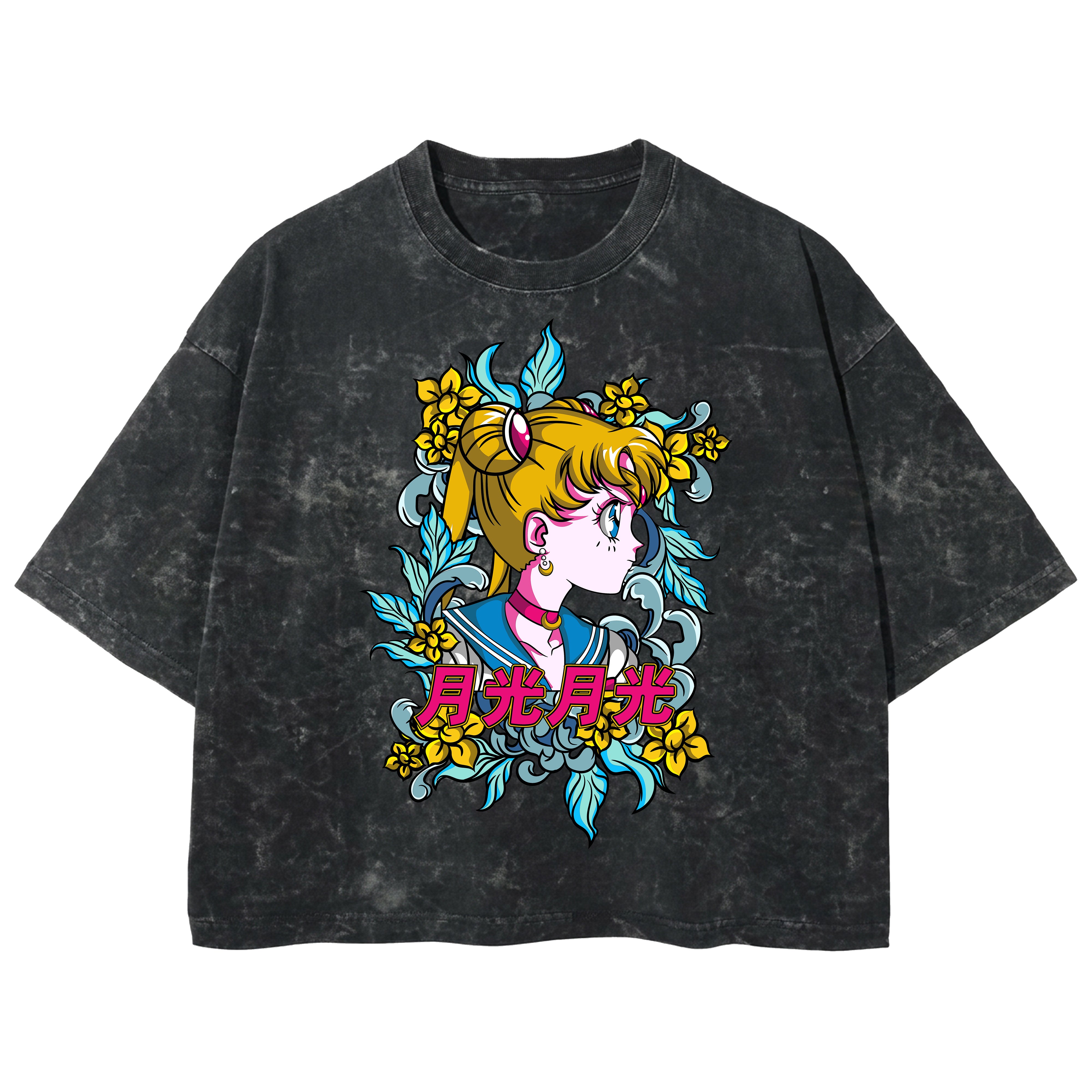 Playera streetwear premium de anime y gaming ExtraLife MX, corte boxy deluxe mineral wash heavyweight en color Acid Wash, moda urbana mexicana de culto.