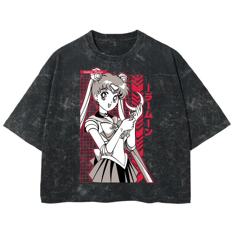Playera streetwear premium de anime y gaming ExtraLife MX, corte boxy deluxe mineral wash heavyweight en color Acid Wash, moda urbana mexicana de culto.