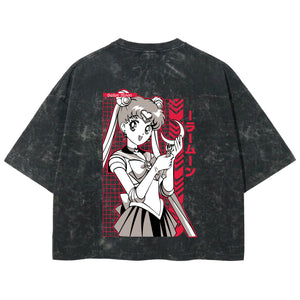 Playera streetwear premium de anime y gaming ExtraLife MX, corte boxy deluxe mineral wash heavyweight en color Acid Wash, moda urbana mexicana de culto.
