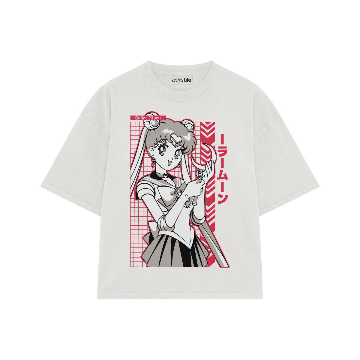 Playera streetwear premium de anime y gaming ExtraLife MX, corte oversized drop shoulder ligero y fresco en color Deep Black y Off-White, moda urbana mexicana de culto.
