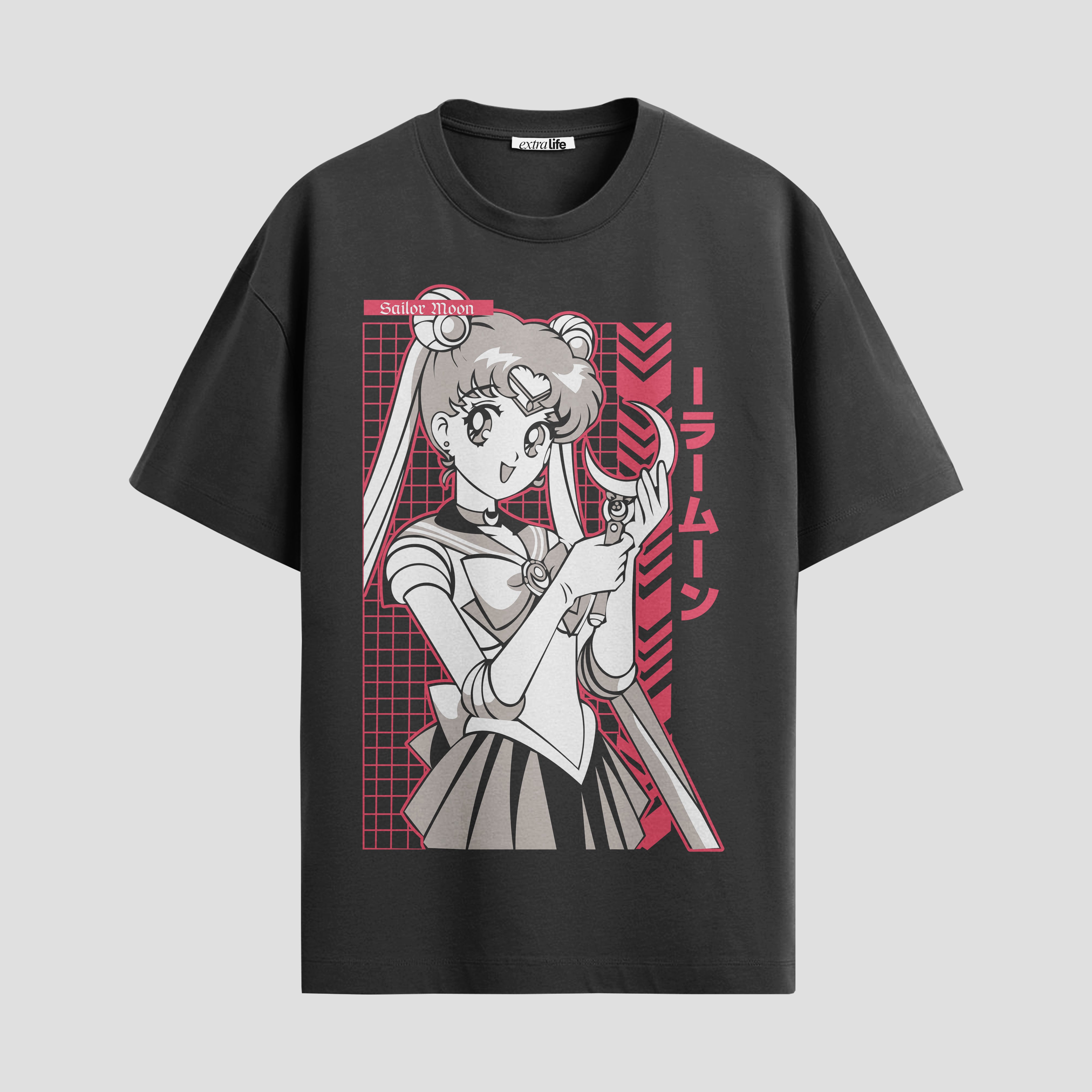 Playera urbana de anime y gaming ExtraLife MX, corte Standard Fit unisex ligero y transpirable en color Deep Black y Pure White, ropa de uso diario para gym y casual.