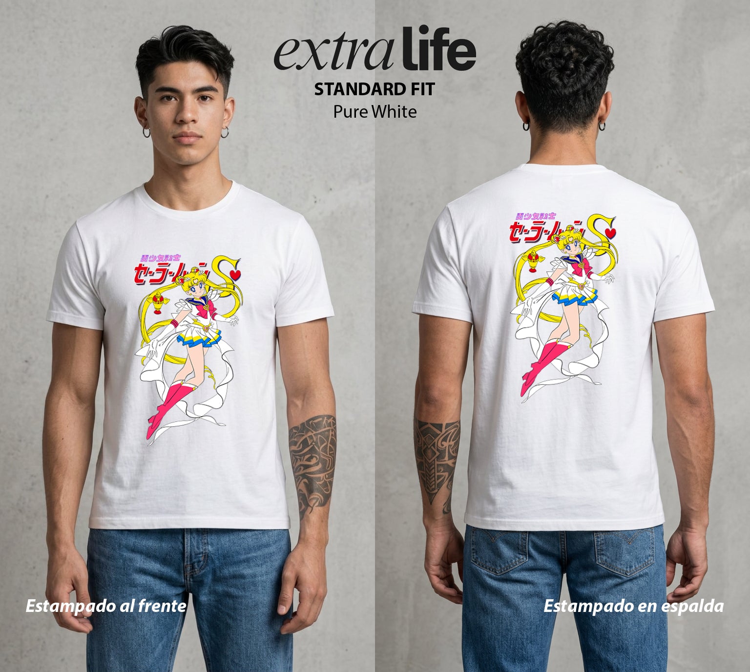 Las Guerreras del Cosmos | La Guerrera del Bien #03745 - Playera Standard Fit | Pure White - Foto en modelo