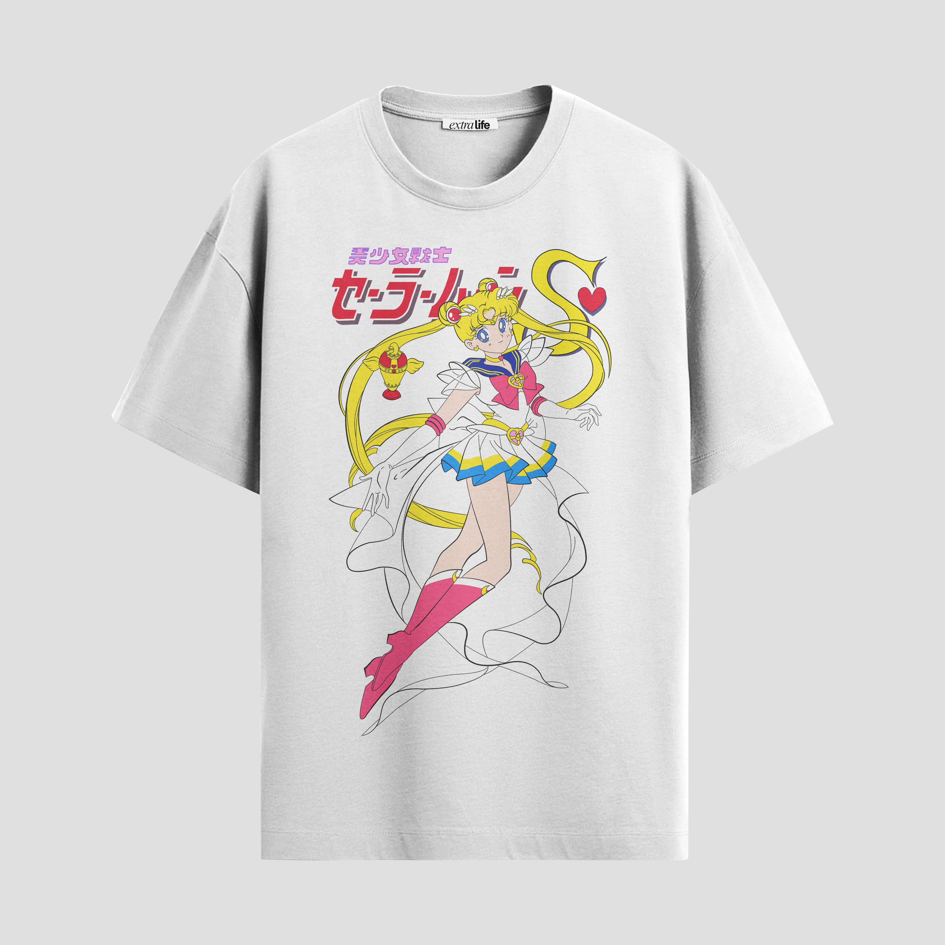 Playera urbana de anime y gaming ExtraLife MX, corte Standard Fit unisex ligero y transpirable en color Deep Black y Pure White, ropa de uso diario para gym y casual.