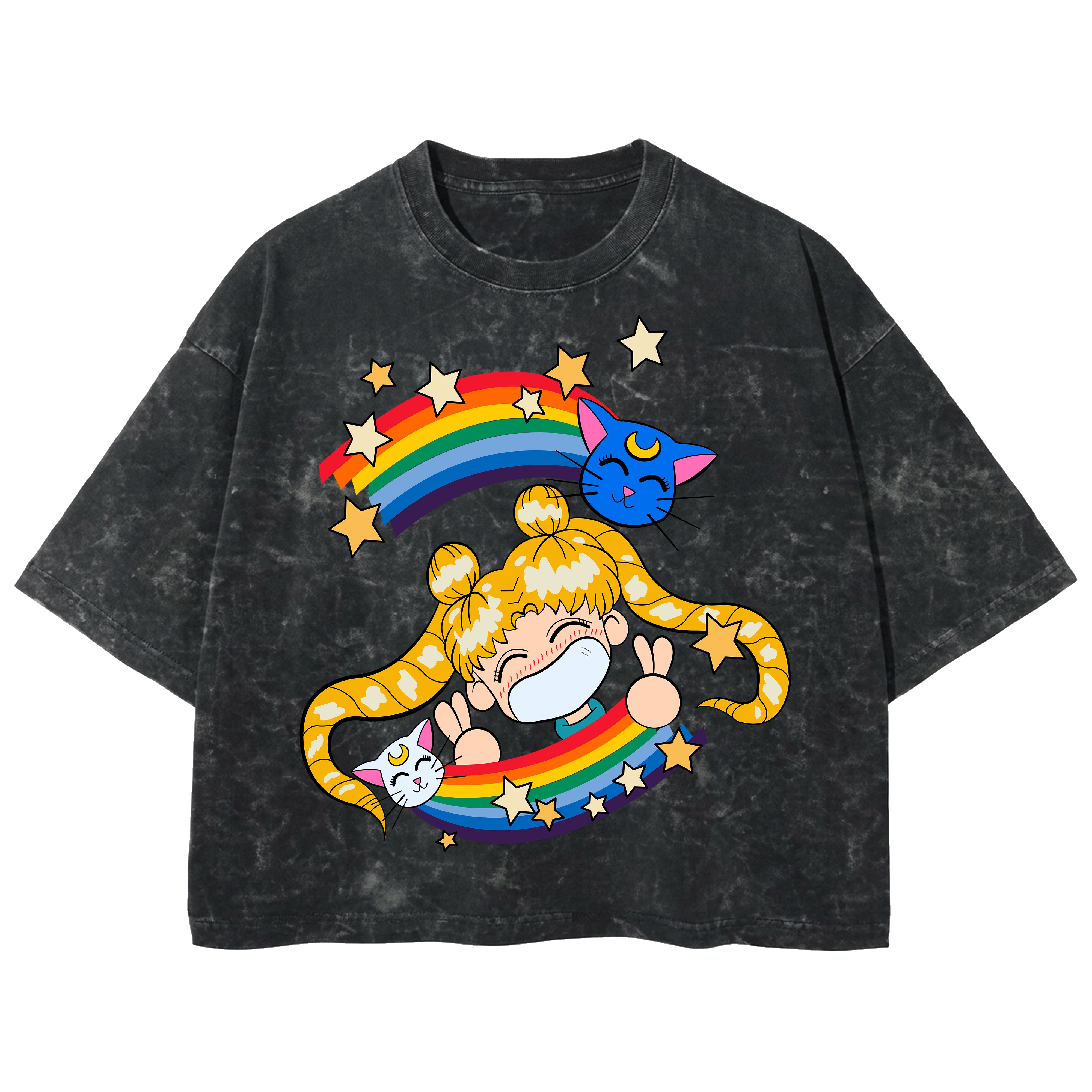 Playera streetwear premium de anime y gaming ExtraLife MX, corte boxy deluxe mineral wash heavyweight en color Acid Wash, moda urbana mexicana de culto.