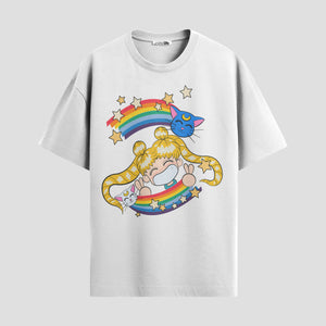 Playera urbana de anime y gaming ExtraLife MX, corte Standard Fit unisex ligero y transpirable en color Deep Black y Pure White, ropa de uso diario para gym y casual.