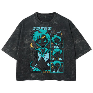 Playera streetwear premium de anime y gaming ExtraLife MX, corte boxy deluxe mineral wash heavyweight en color Acid Wash, moda urbana mexicana de culto.