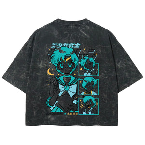 Playera streetwear premium de anime y gaming ExtraLife MX, corte boxy deluxe mineral wash heavyweight en color Acid Wash, moda urbana mexicana de culto.