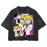 Playera streetwear premium de anime y gaming ExtraLife MX, corte boxy deluxe mineral wash heavyweight en color Acid Wash, moda urbana mexicana de culto.