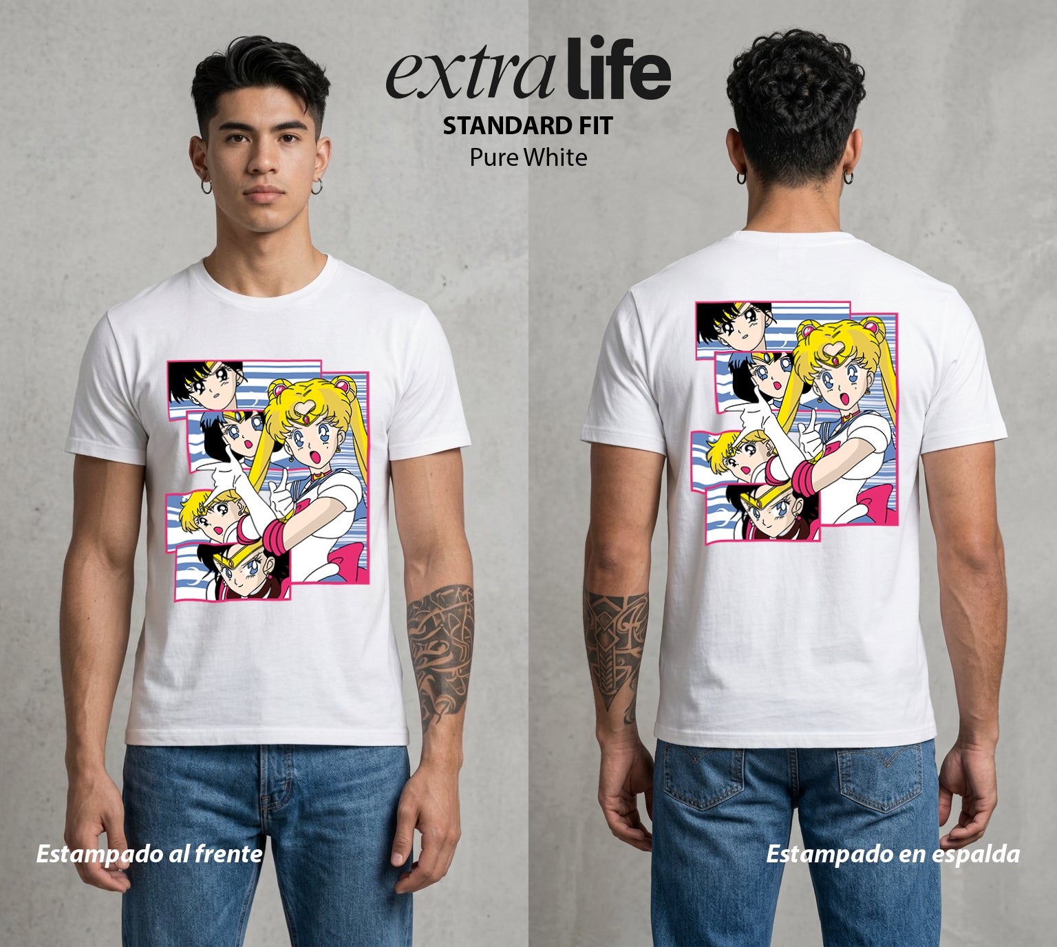 Las Guerreras del Cosmos | La Guerrera del Bien #03751 - Playera Standard Fit | Pure White - Foto en modelo