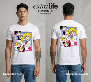 Las Guerreras del Cosmos | La Guerrera del Bien #03751 - Playera Standard Fit | Pure White - Foto en modelo