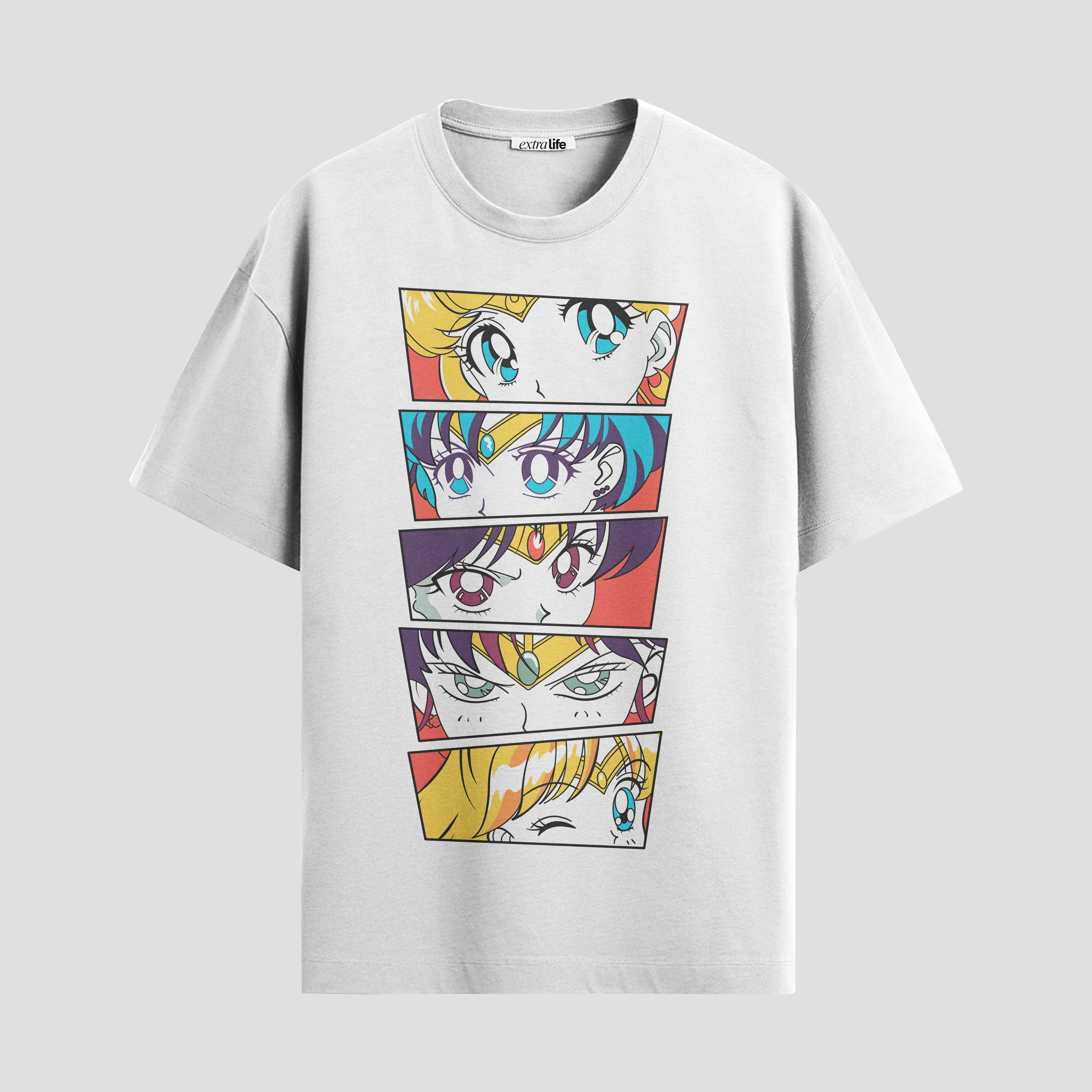 Playera urbana de anime y gaming ExtraLife MX, corte Standard Fit unisex ligero y transpirable en color Deep Black y Pure White, ropa de uso diario para gym y casual.