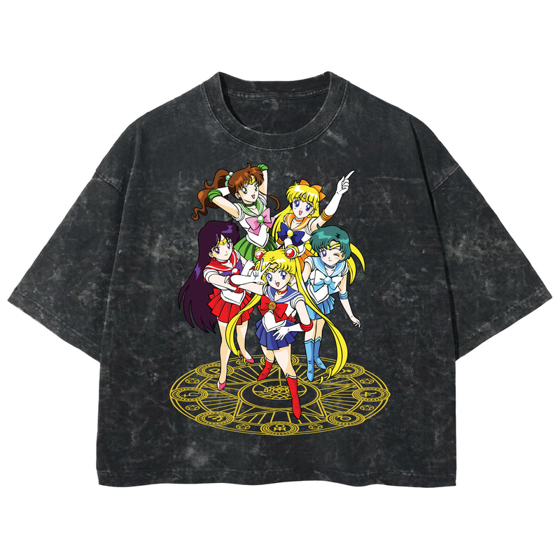 Playera streetwear premium de anime y gaming ExtraLife MX, corte boxy deluxe mineral wash heavyweight en color Acid Wash, moda urbana mexicana de culto.