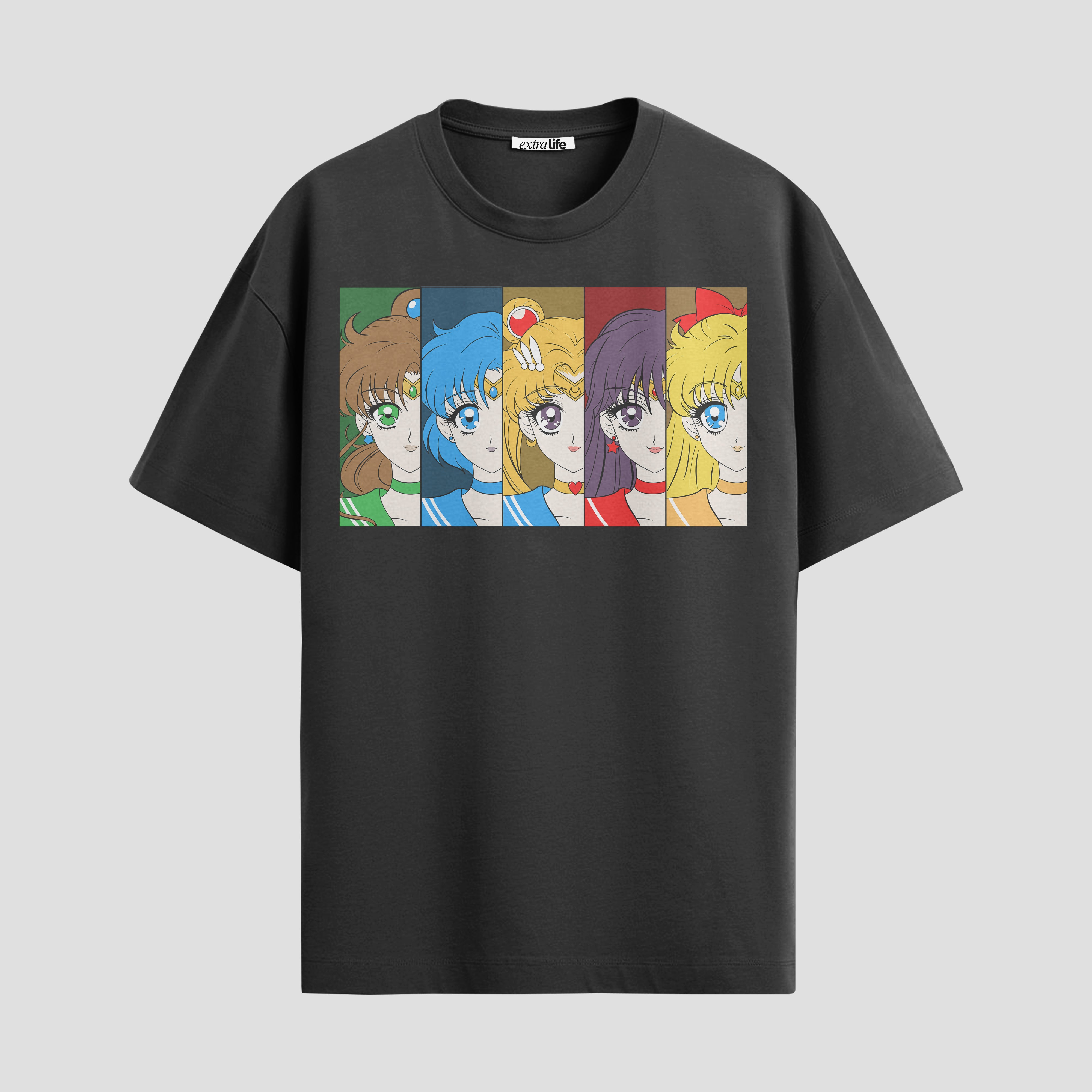 Playera urbana de anime y gaming ExtraLife MX, corte Standard Fit unisex ligero y transpirable en color Deep Black y Pure White, ropa de uso diario para gym y casual.