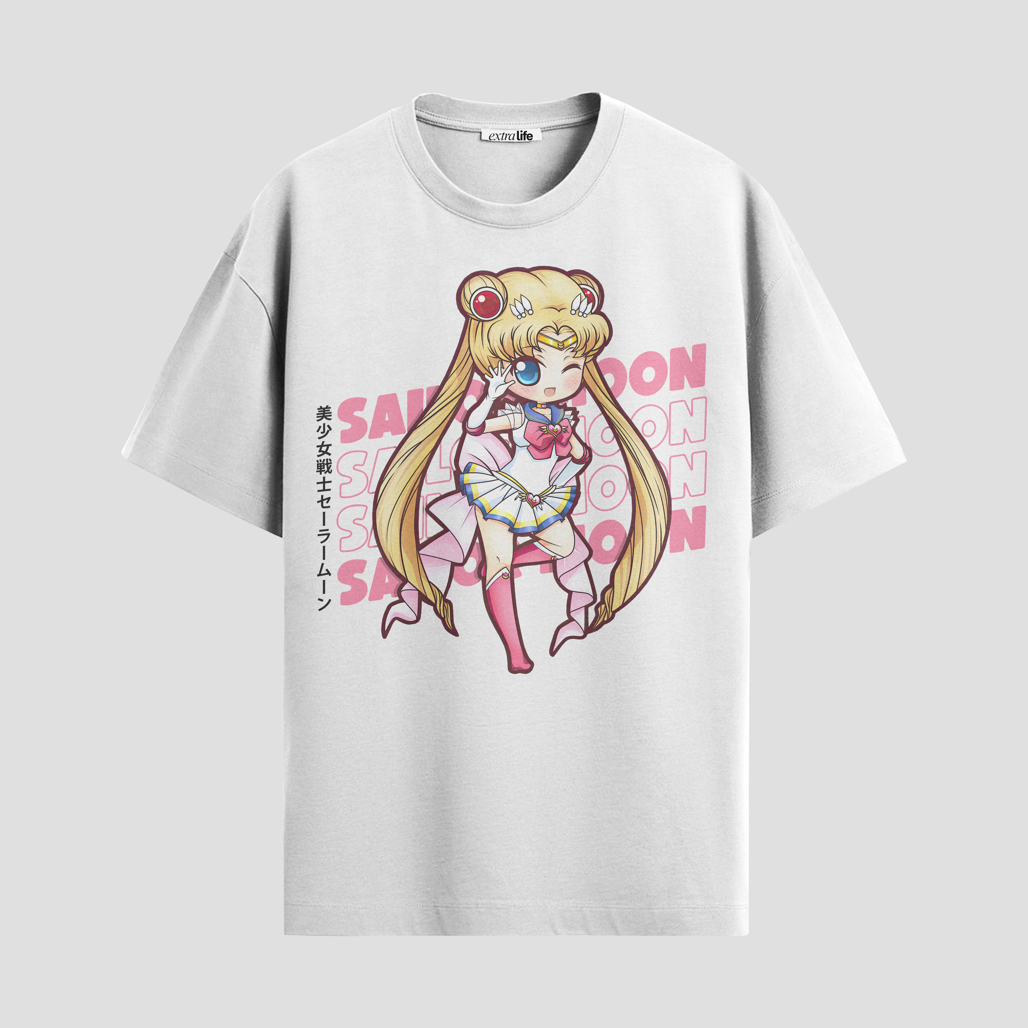 Playera urbana de anime y gaming ExtraLife MX, corte Standard Fit unisex ligero y transpirable en color Deep Black y Pure White, ropa de uso diario para gym y casual.