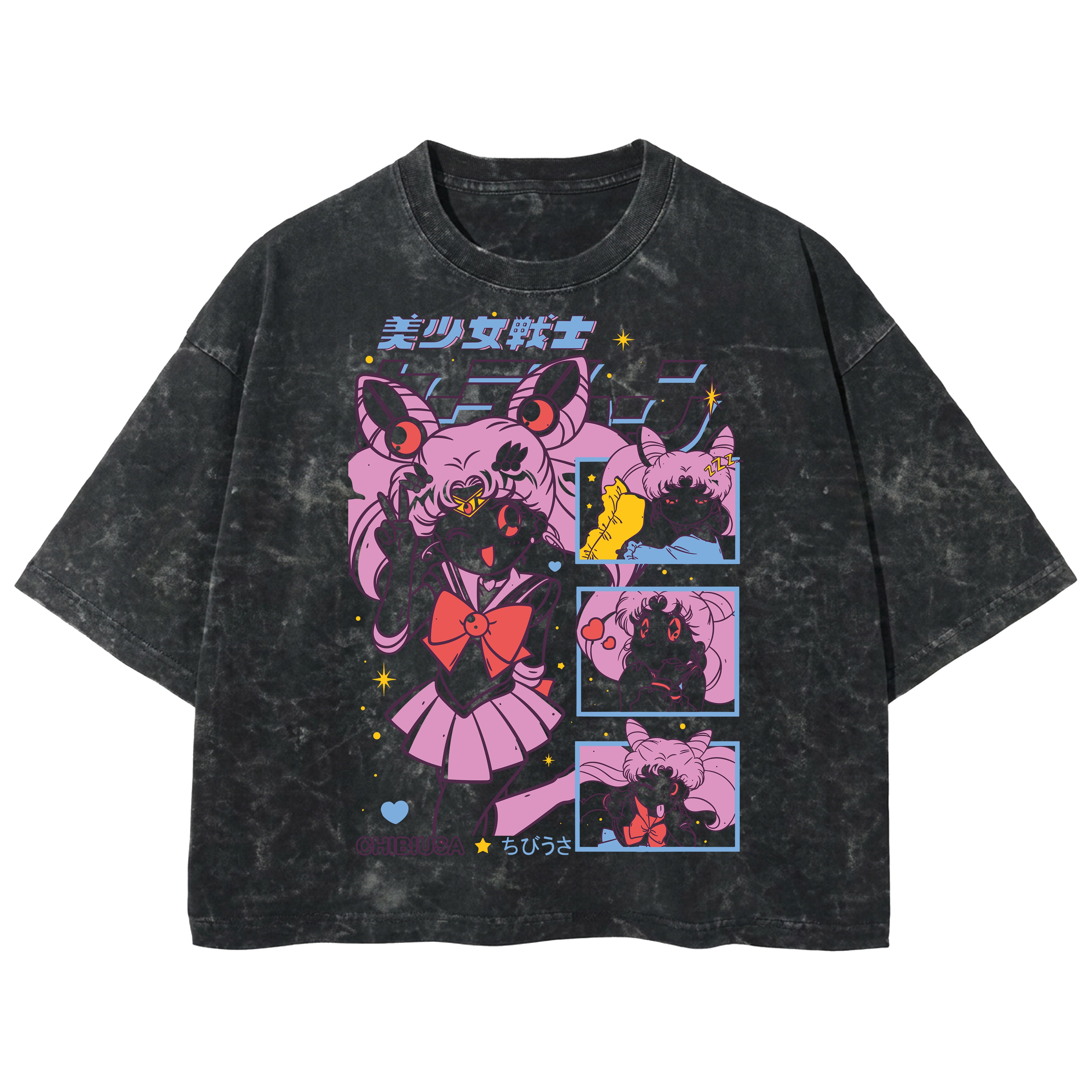 Playera streetwear premium de anime y gaming ExtraLife MX, corte boxy deluxe mineral wash heavyweight en color Acid Wash, moda urbana mexicana de culto.