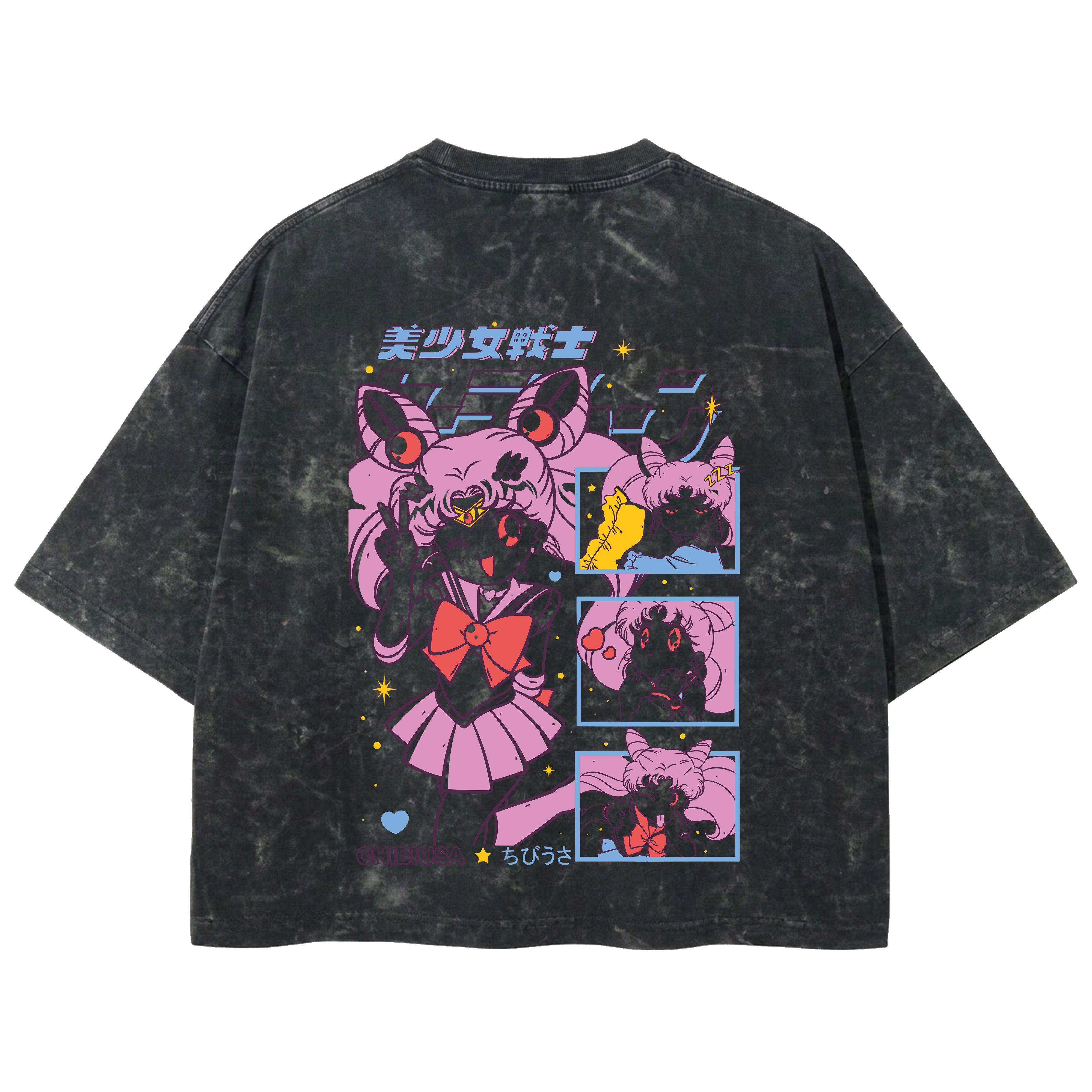 Playera streetwear premium de anime y gaming ExtraLife MX, corte boxy deluxe mineral wash heavyweight en color Acid Wash, moda urbana mexicana de culto.