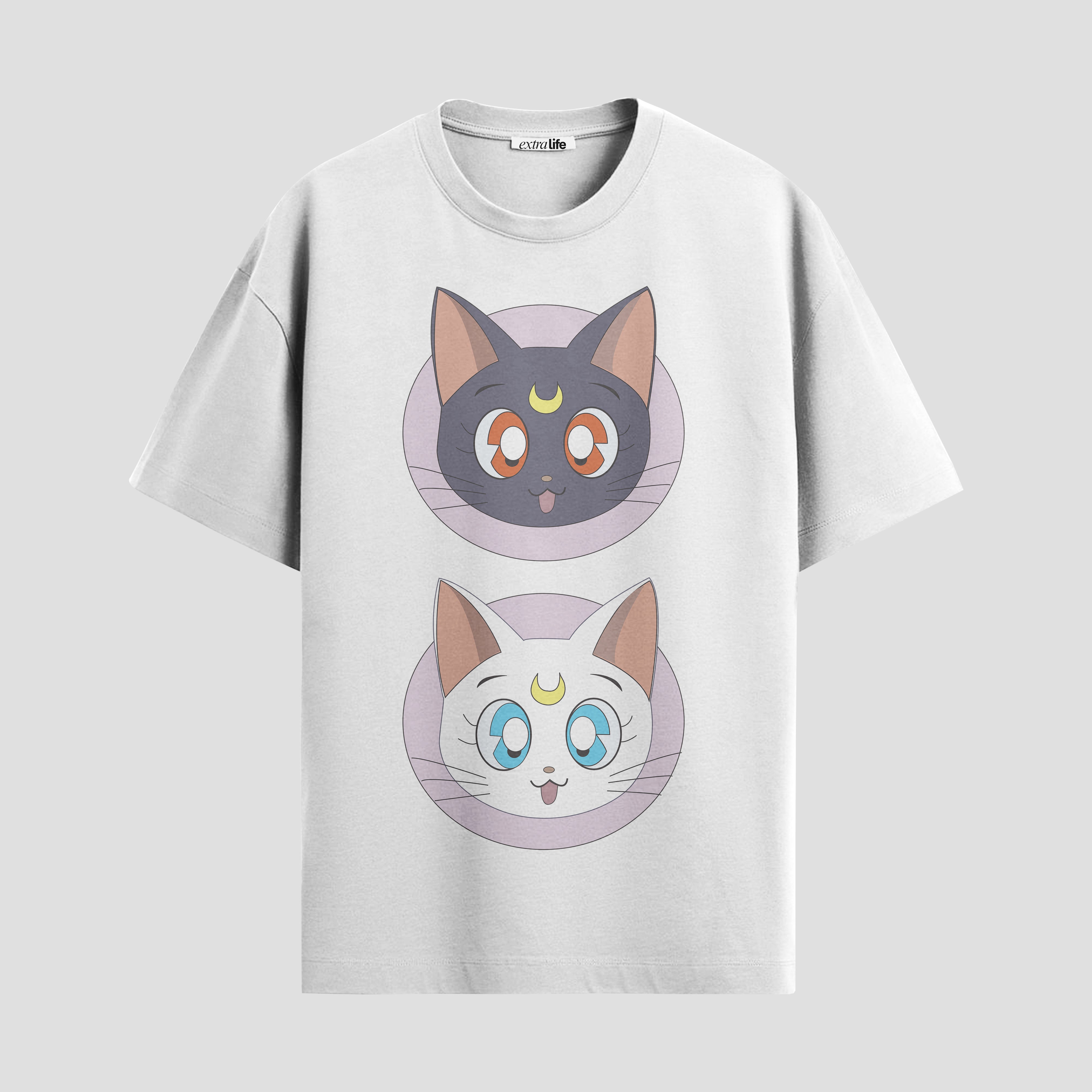Playera urbana de anime y gaming ExtraLife MX, corte Standard Fit unisex ligero y transpirable en color Deep Black y Pure White, ropa de uso diario para gym y casual.