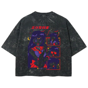 Playera streetwear premium de anime y gaming ExtraLife MX, corte boxy deluxe mineral wash heavyweight en color Acid Wash, moda urbana mexicana de culto.