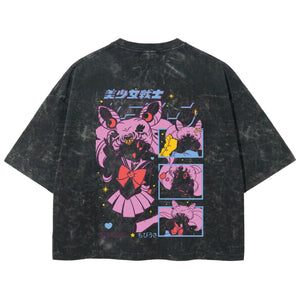 Playera streetwear premium de anime y gaming ExtraLife MX, corte boxy deluxe mineral wash heavyweight en color Acid Wash, moda urbana mexicana de culto.