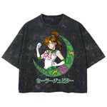 Playera streetwear premium de anime y gaming ExtraLife MX, corte boxy deluxe mineral wash heavyweight en color Acid Wash, moda urbana mexicana de culto.