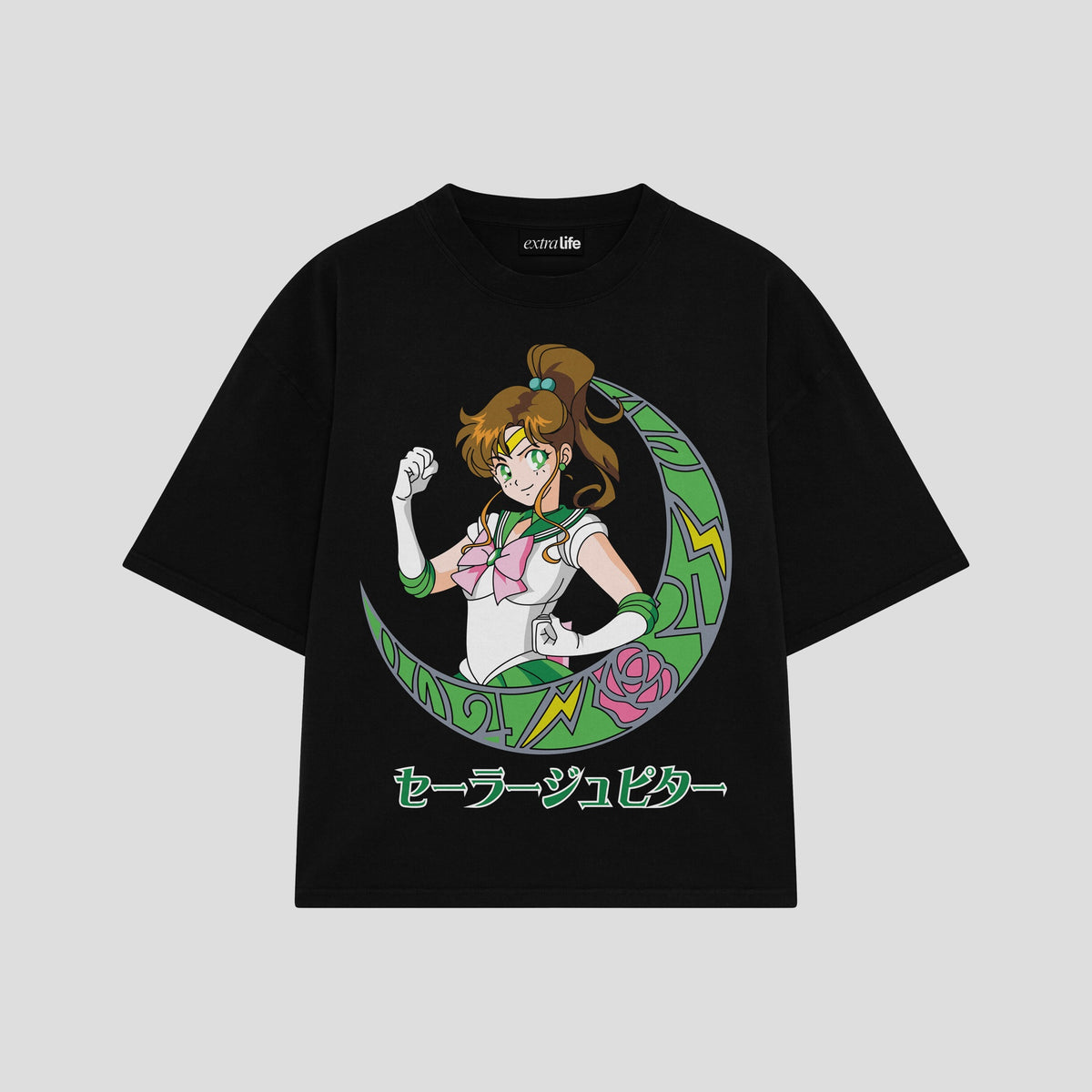 Playera streetwear premium de anime y gaming ExtraLife MX, corte oversized drop shoulder ligero y fresco en color Deep Black y Off-White, moda urbana mexicana de culto.