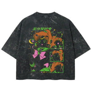 Playera streetwear premium de anime y gaming ExtraLife MX, corte boxy deluxe mineral wash heavyweight en color Acid Wash, moda urbana mexicana de culto.
