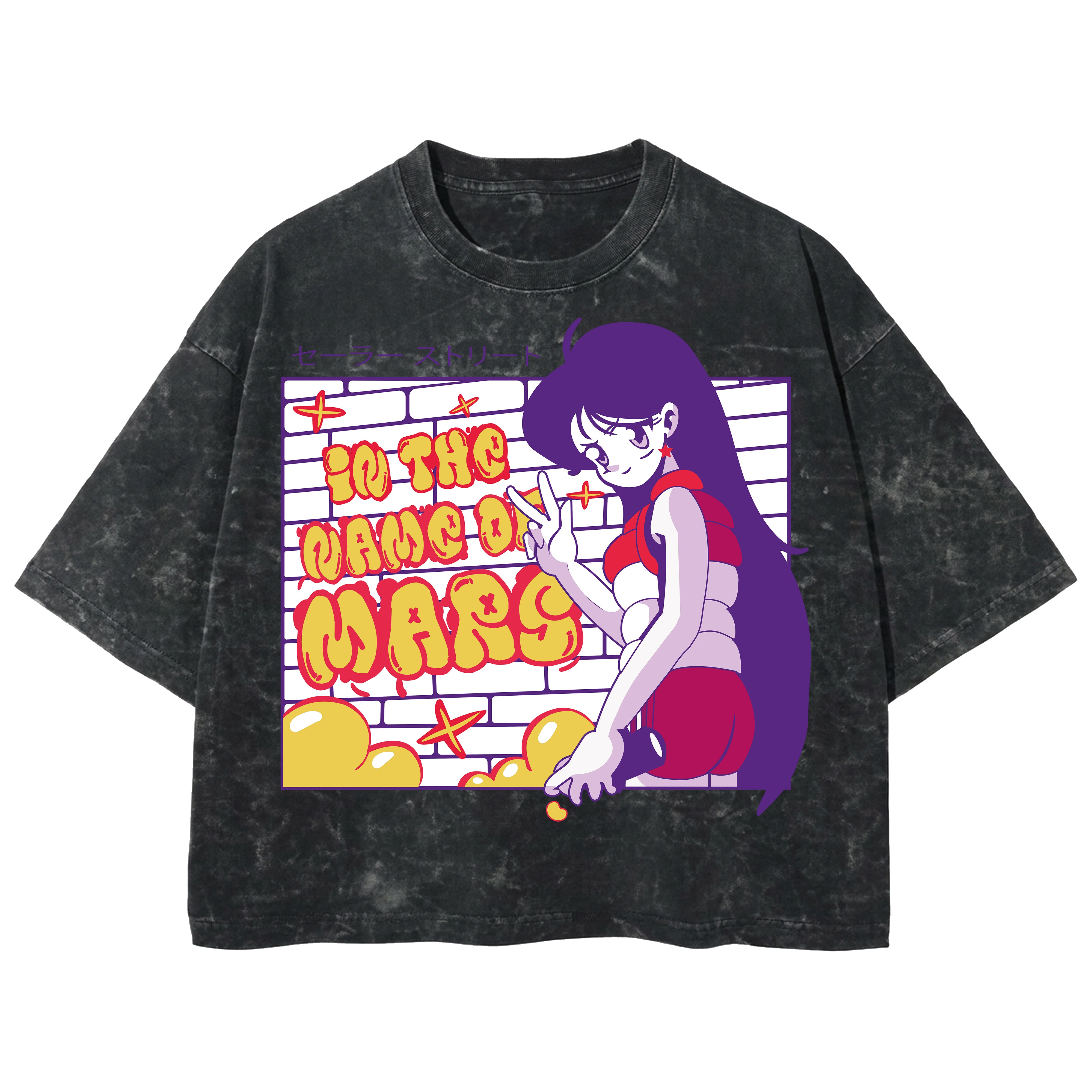 Playera streetwear premium de anime y gaming ExtraLife MX, corte boxy deluxe mineral wash heavyweight en color Acid Wash, moda urbana mexicana de culto.