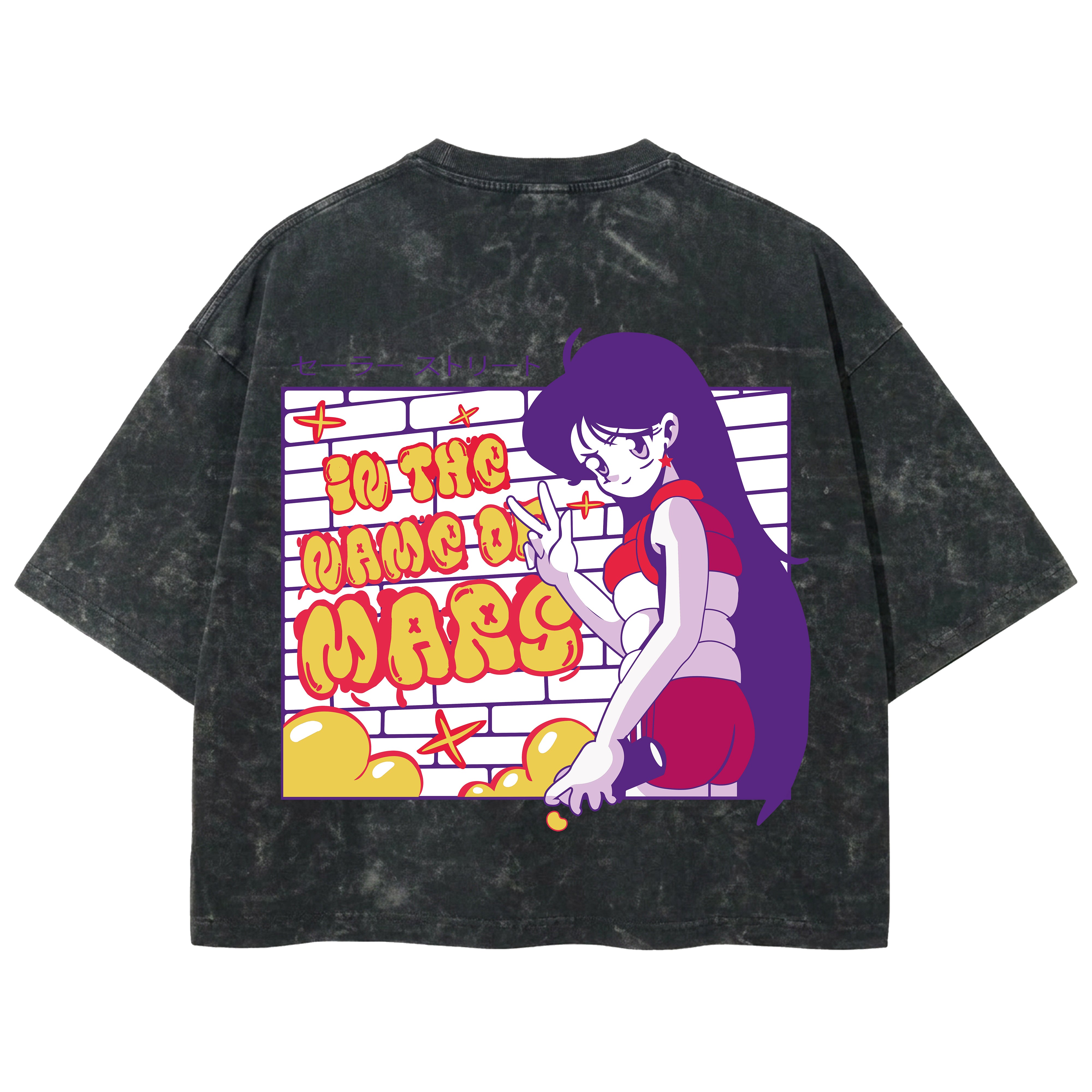 Playera streetwear premium de anime y gaming ExtraLife MX, corte boxy deluxe mineral wash heavyweight en color Acid Wash, moda urbana mexicana de culto.