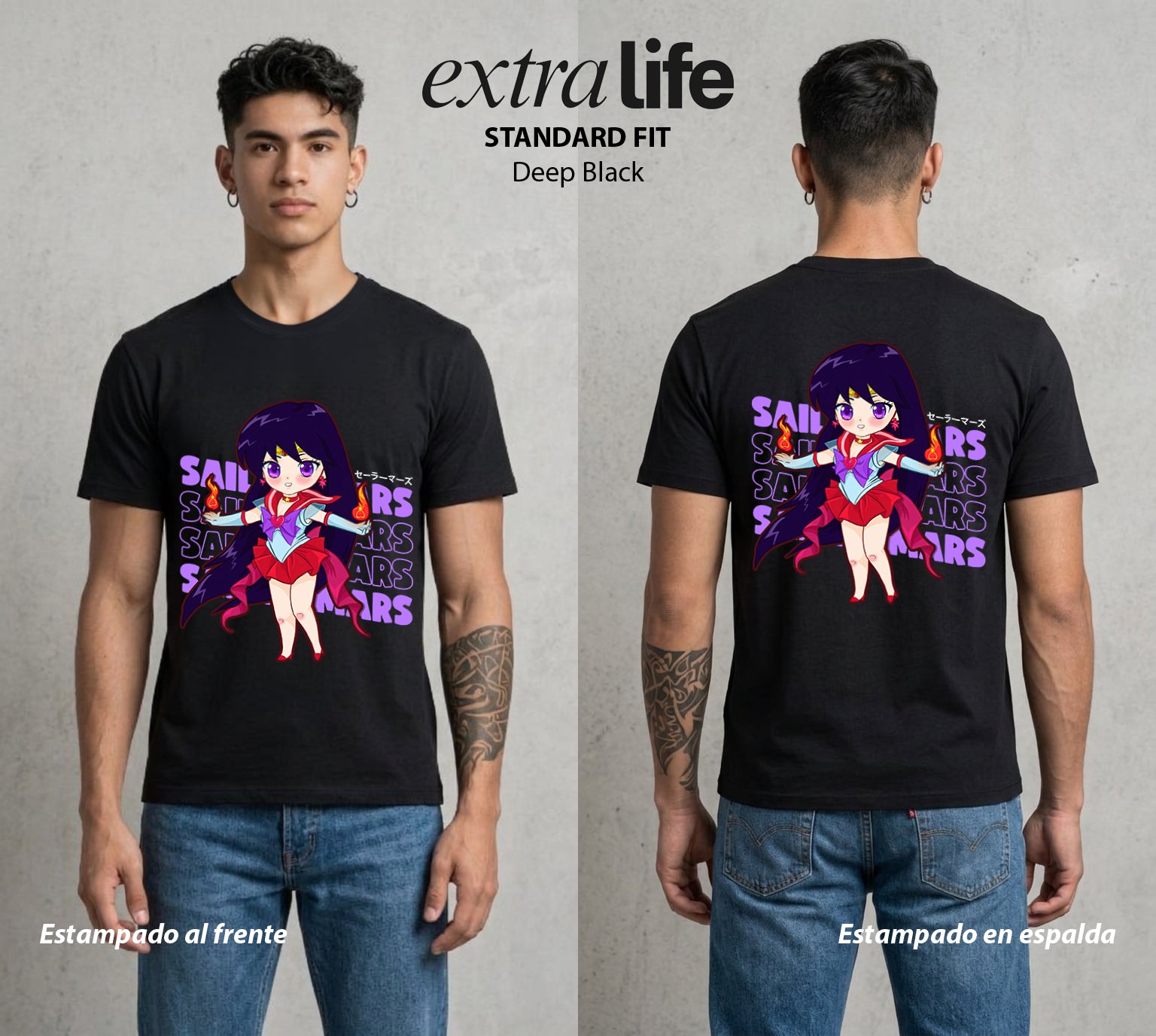Las Guerreras del Cosmos | Chibi de Marte Chibi #03769 - Playera Standard Fit | Deep Black - Foto en modelo