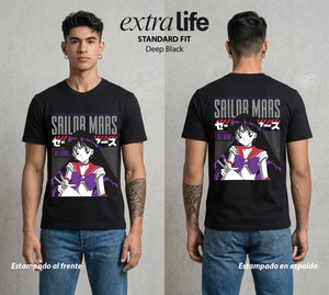Las Guerreras del Cosmos | La Guerrera de Marte #03771 - Playera Standard Fit | Deep Black - Foto en modelo