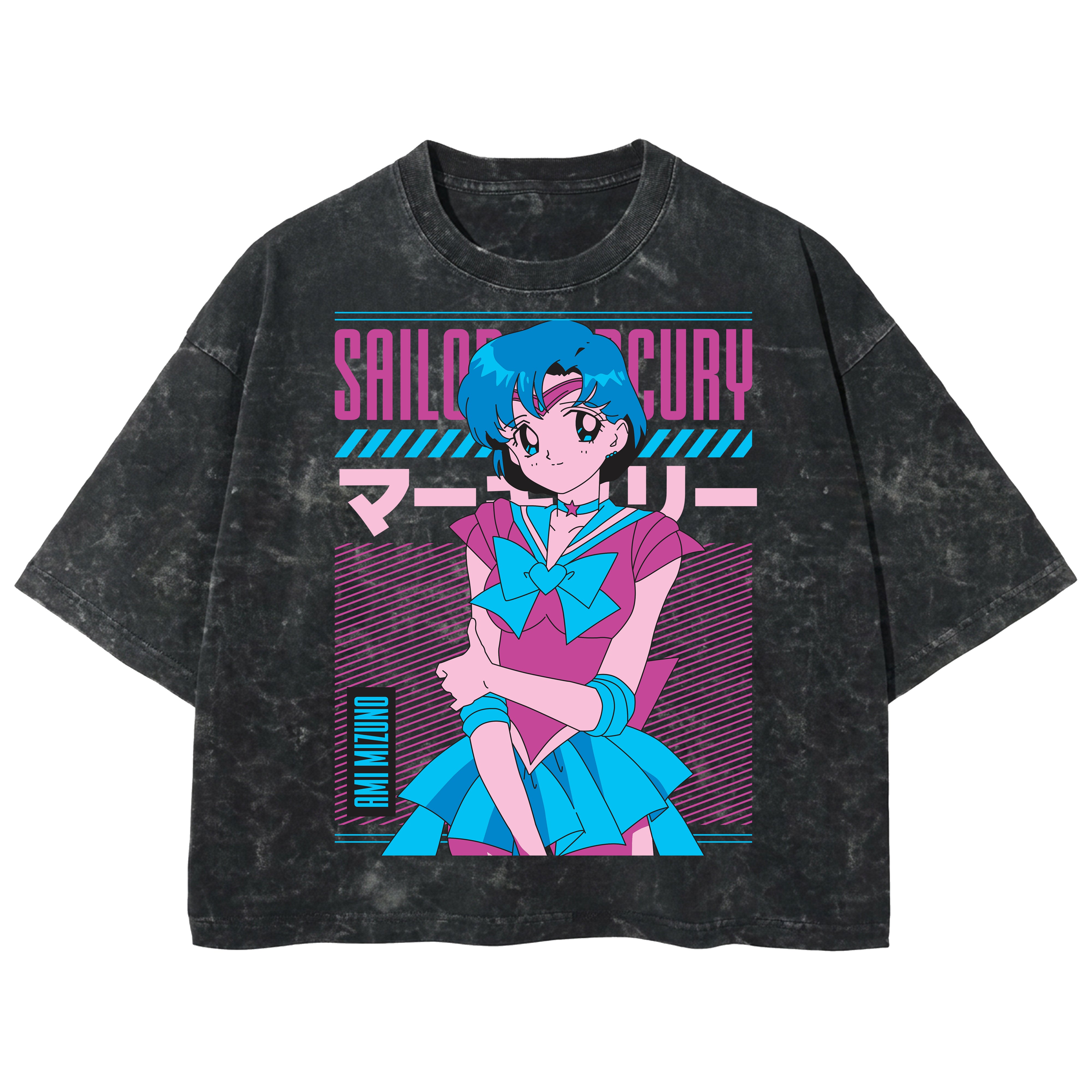 Playera streetwear premium de anime y gaming ExtraLife MX, corte boxy deluxe mineral wash heavyweight en color Acid Wash, moda urbana mexicana de culto.