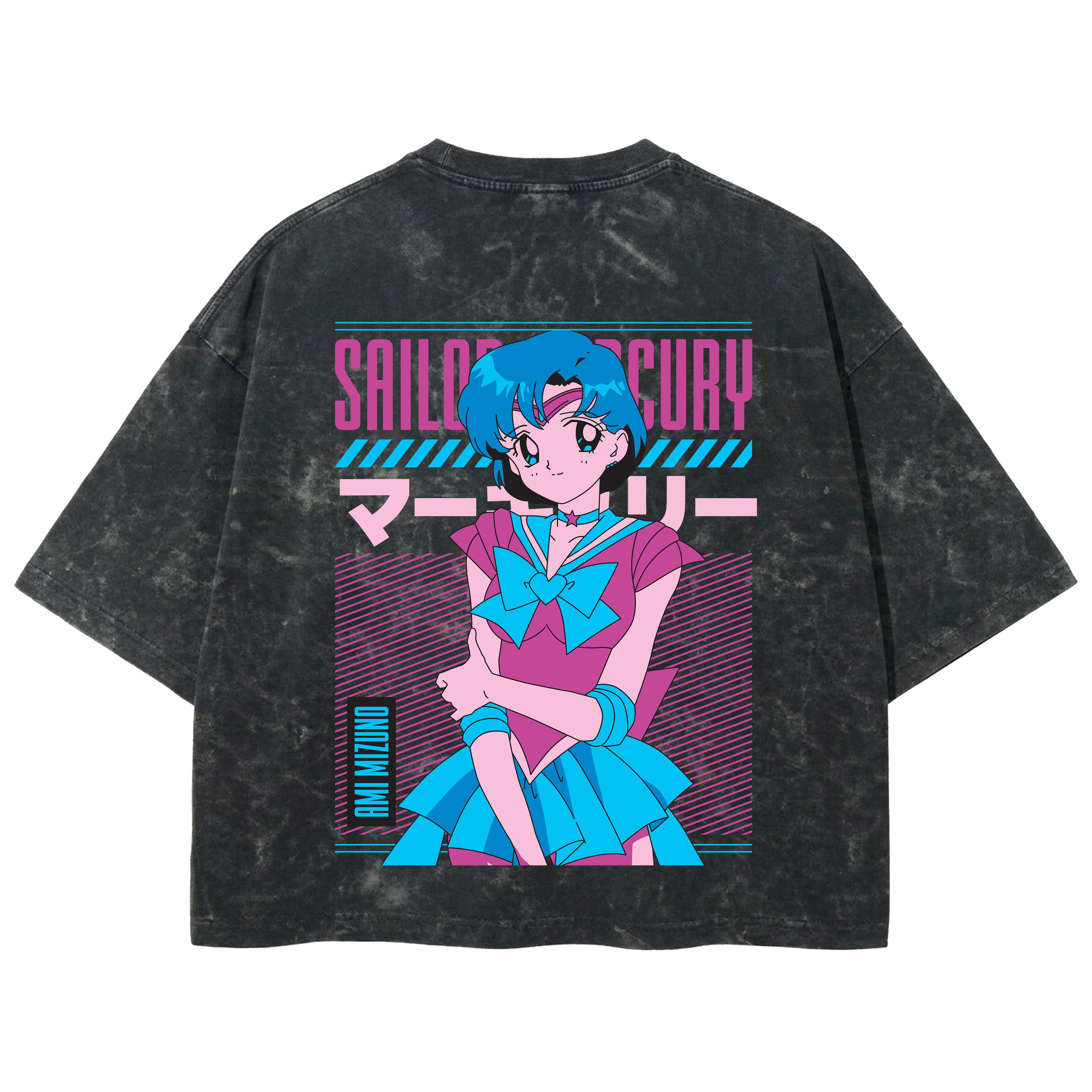 Playera streetwear premium de anime y gaming ExtraLife MX, corte boxy deluxe mineral wash heavyweight en color Acid Wash, moda urbana mexicana de culto.