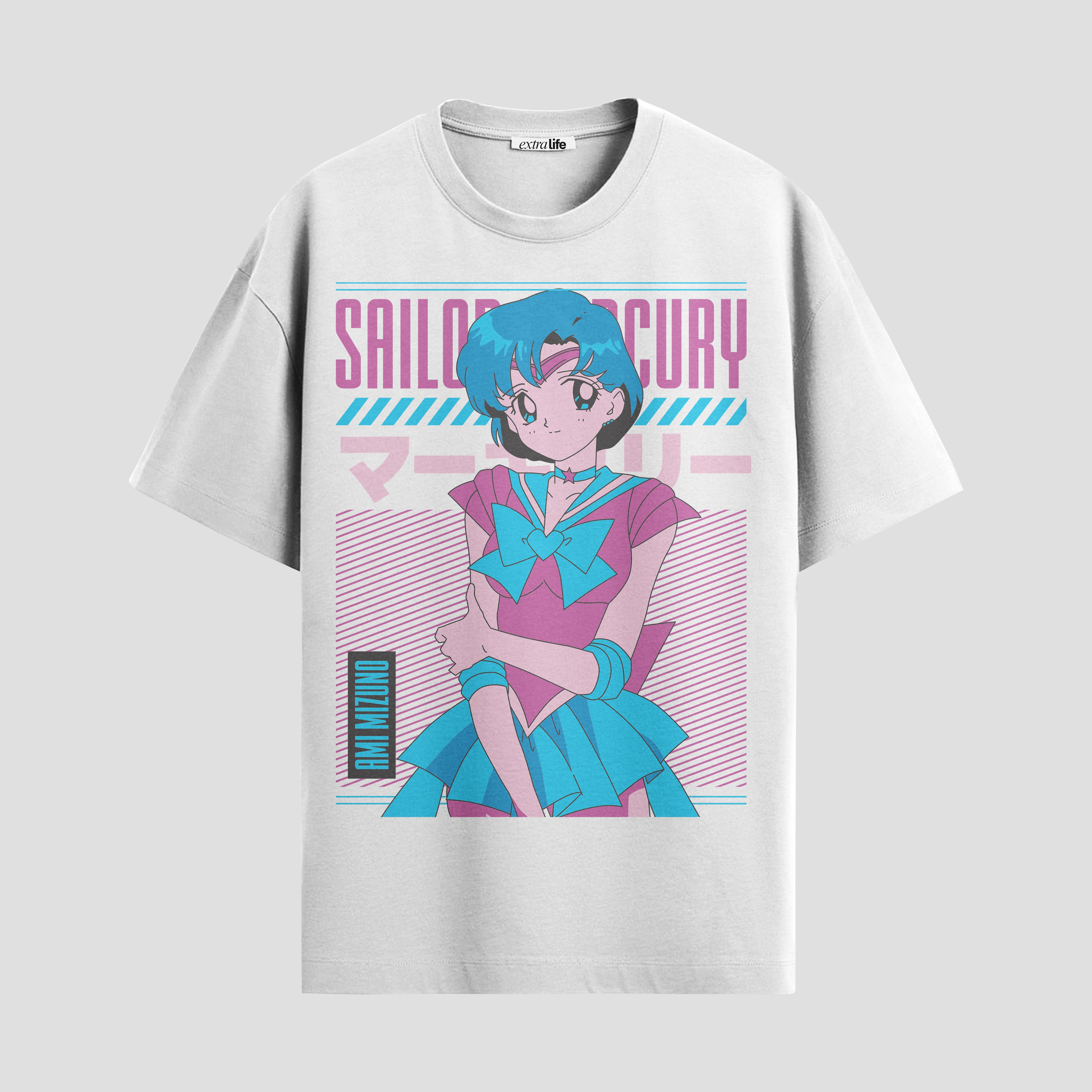Playera urbana de anime y gaming ExtraLife MX, corte Standard Fit unisex ligero y transpirable en color Deep Black y Pure White, ropa de uso diario para gym y casual.