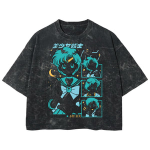 Playera streetwear premium de anime y gaming ExtraLife MX, corte boxy deluxe mineral wash heavyweight en color Acid Wash, moda urbana mexicana de culto.