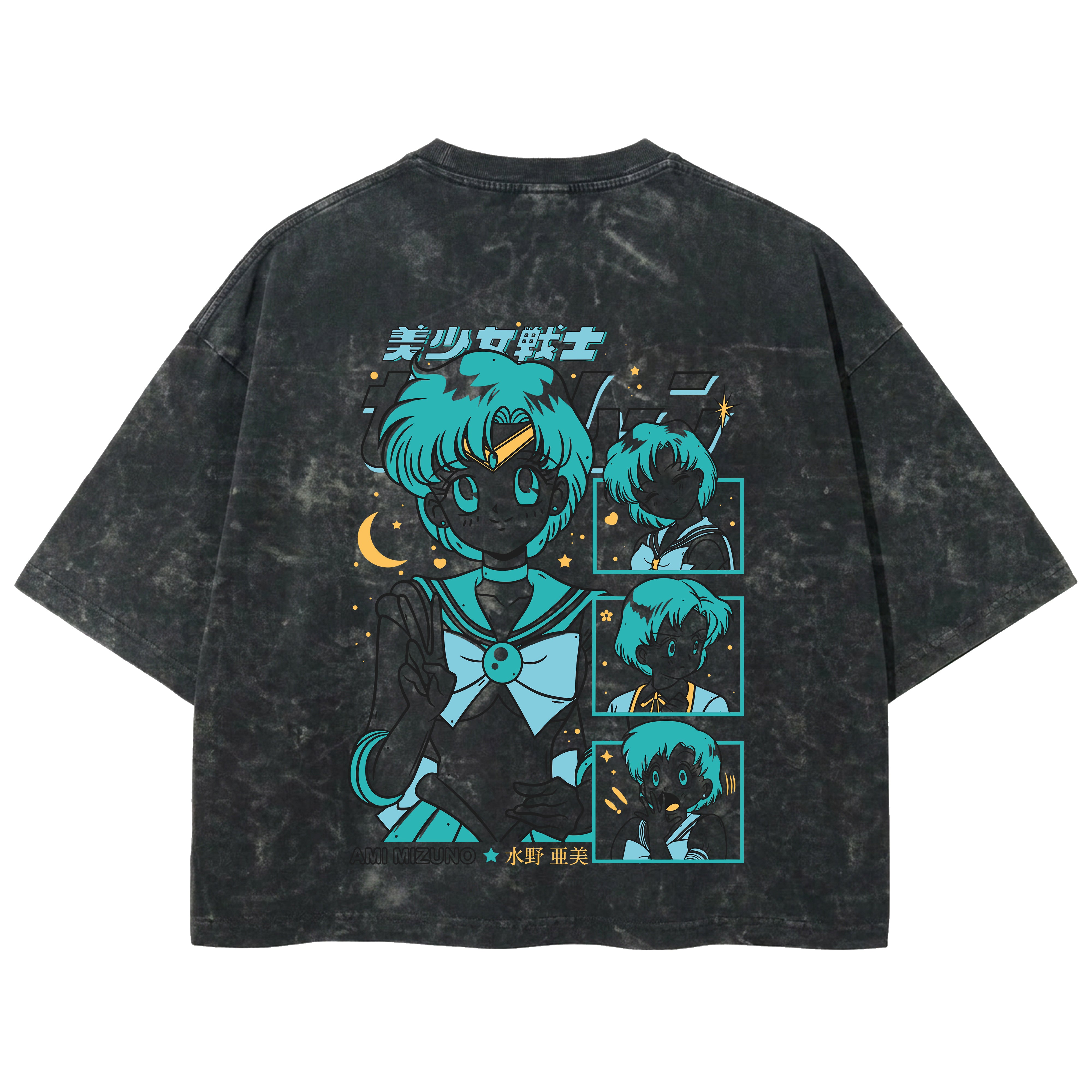 Playera streetwear premium de anime y gaming ExtraLife MX, corte boxy deluxe mineral wash heavyweight en color Acid Wash, moda urbana mexicana de culto.