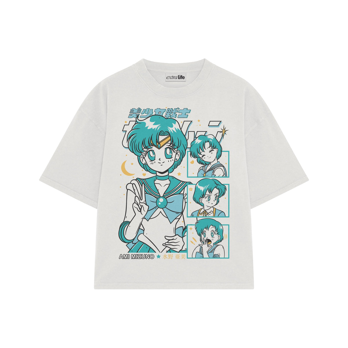 Playera streetwear premium de anime y gaming ExtraLife MX, corte oversized drop shoulder ligero y fresco en color Deep Black y Off-White, moda urbana mexicana de culto.