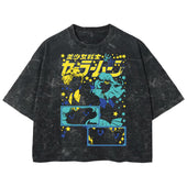 Playera streetwear premium de anime y gaming ExtraLife MX, corte boxy deluxe mineral wash heavyweight en color Acid Wash, moda urbana mexicana de culto.