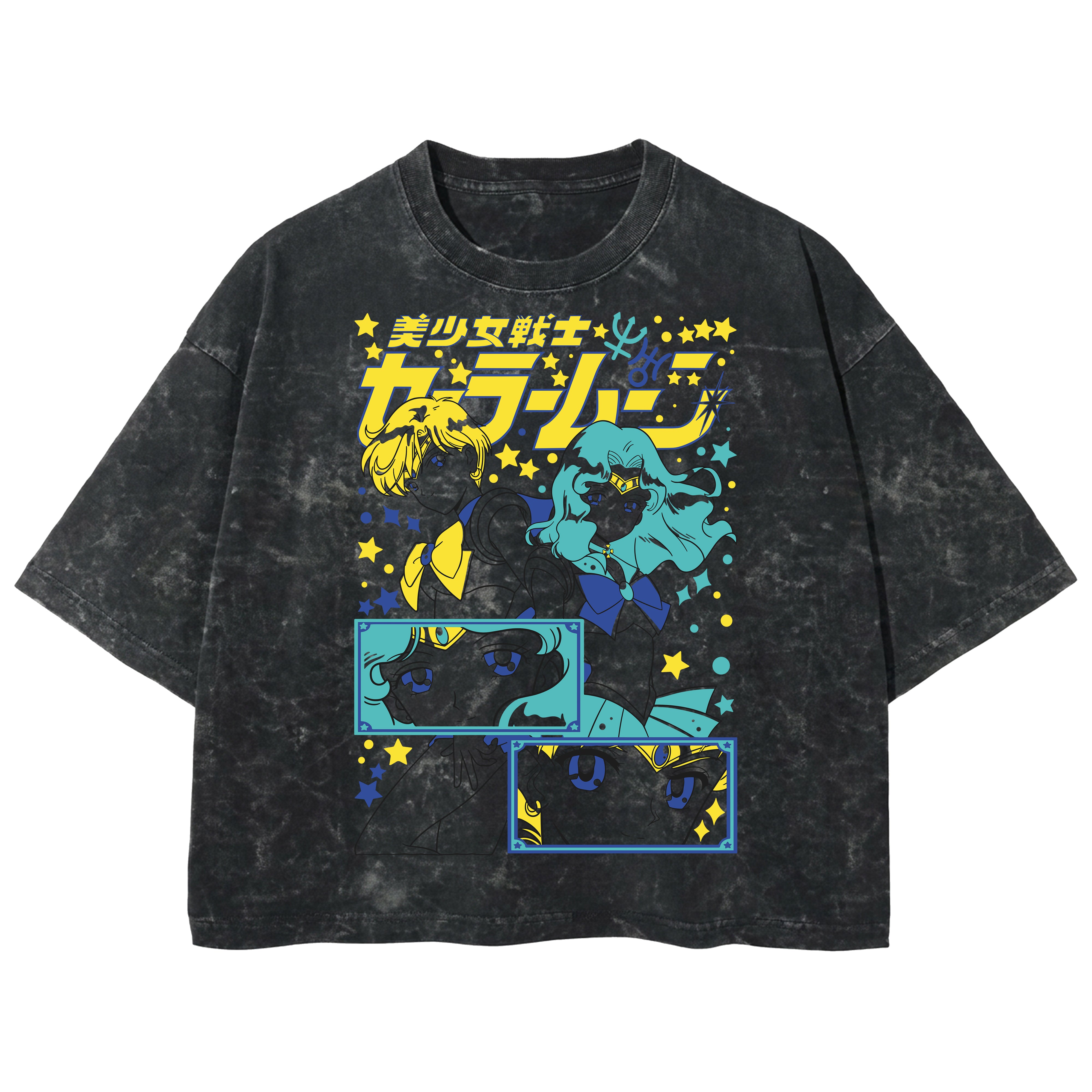 Playera streetwear premium de anime y gaming ExtraLife MX, corte boxy deluxe mineral wash heavyweight en color Acid Wash, moda urbana mexicana de culto.