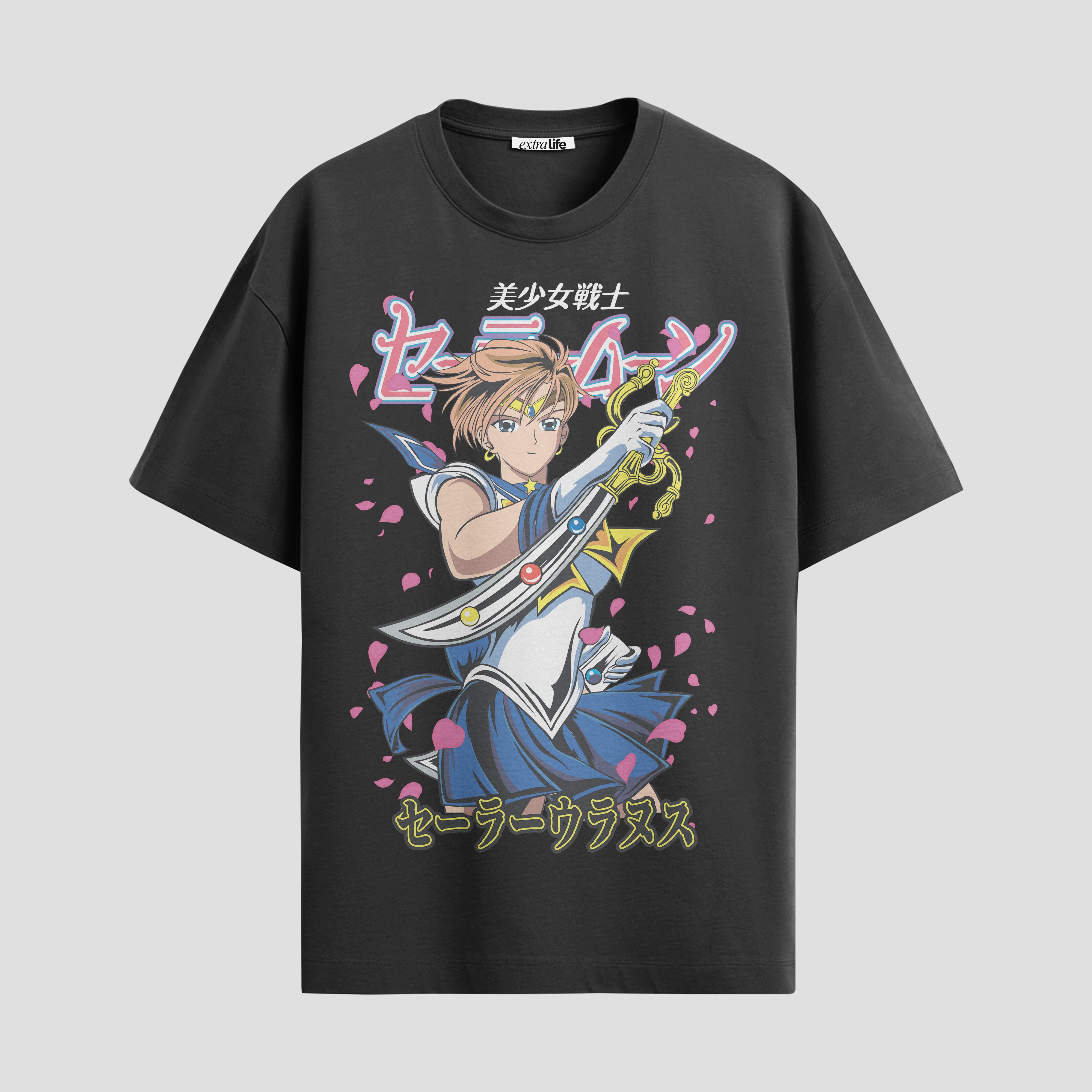 Playera urbana de anime y gaming ExtraLife MX, corte Standard Fit unisex ligero y transpirable en color Deep Black y Pure White, ropa de uso diario para gym y casual.
