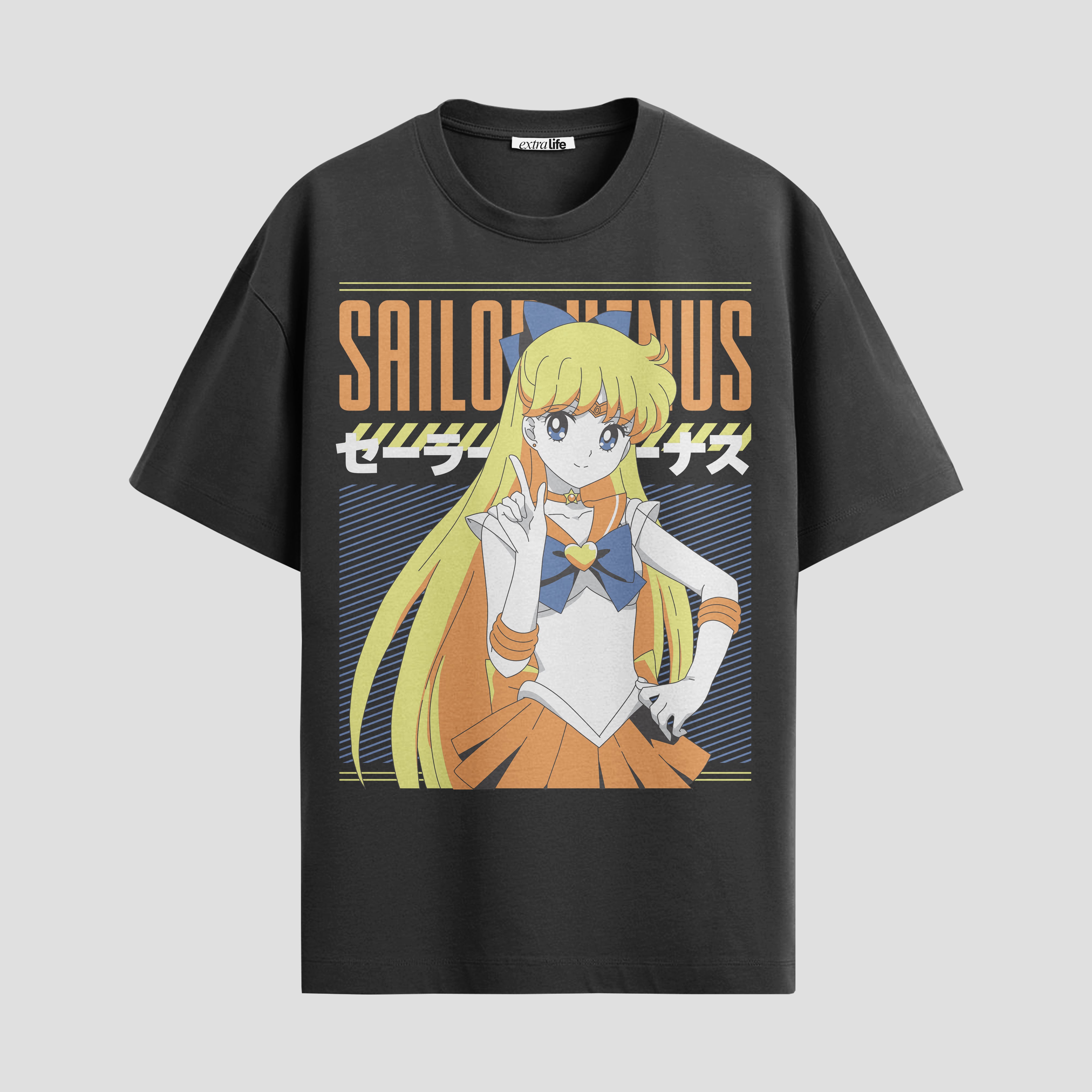 Playera urbana de anime y gaming ExtraLife MX, corte Standard Fit unisex ligero y transpirable en color Deep Black y Pure White, ropa de uso diario para gym y casual.