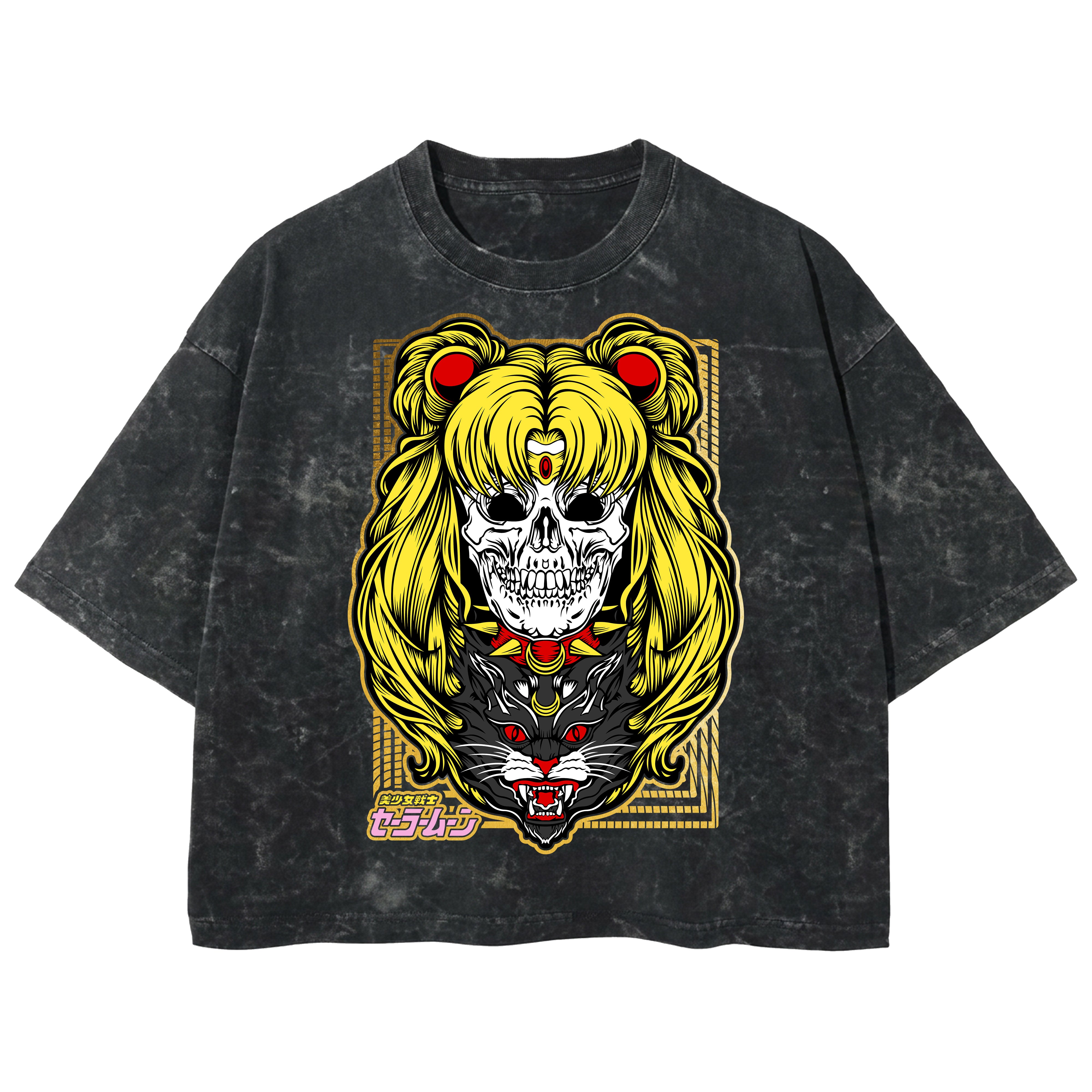 Playera streetwear premium de anime y gaming ExtraLife MX, corte boxy deluxe mineral wash heavyweight en color Acid Wash, moda urbana mexicana de culto.