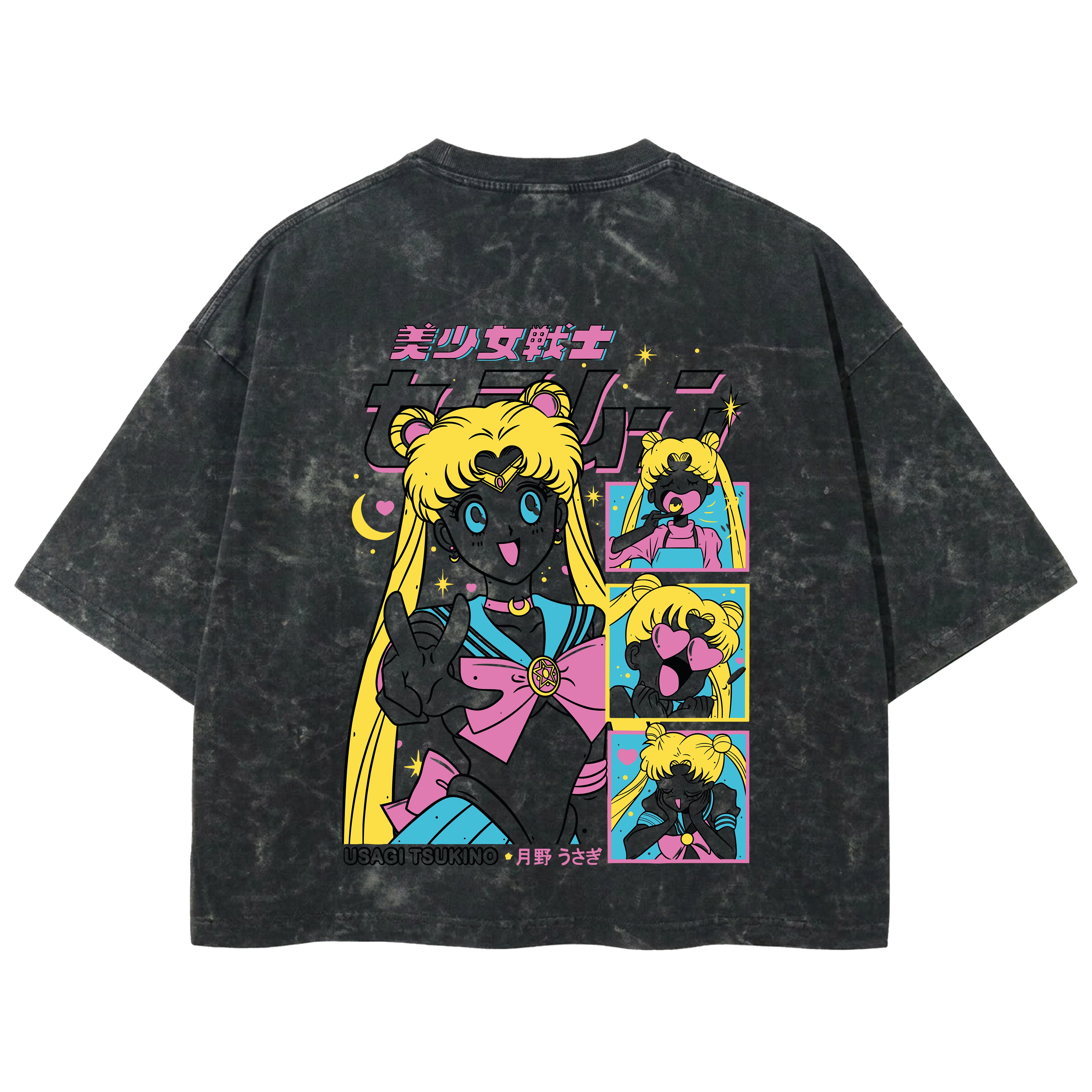 Playera streetwear premium de anime y gaming ExtraLife MX, corte boxy deluxe mineral wash heavyweight en color Acid Wash, moda urbana mexicana de culto.