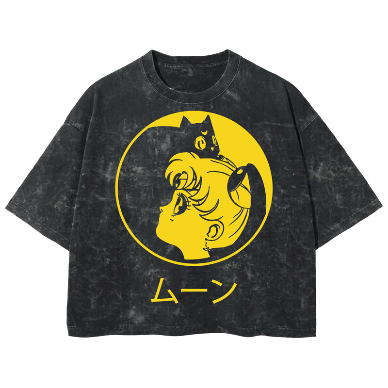 Playera streetwear premium de anime y gaming ExtraLife MX, corte boxy deluxe mineral wash heavyweight en color Acid Wash, moda urbana mexicana de culto.