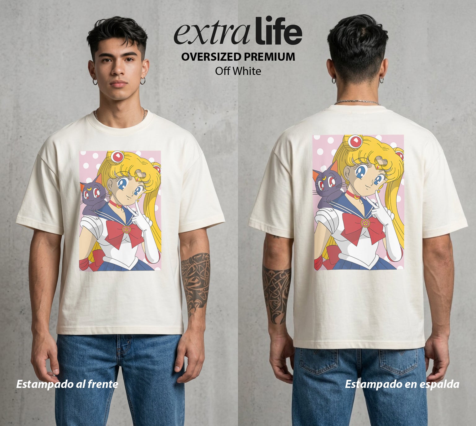 Las Guerreras del Cosmos | La Consejera del Cosmos #03782 - Playera Oversized Premium | Off White - Foto en modelo