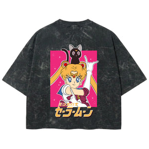 Playera streetwear premium de anime y gaming ExtraLife MX, corte boxy deluxe mineral wash heavyweight en color Acid Wash, moda urbana mexicana de culto.