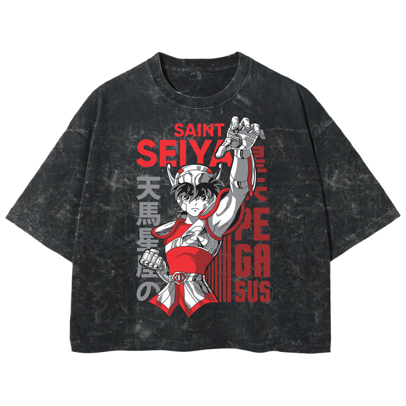 Playera streetwear premium de anime y gaming ExtraLife MX, corte boxy deluxe mineral wash heavyweight en color Acid Wash, moda urbana mexicana de culto.