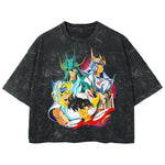 Playera streetwear premium de anime y gaming ExtraLife MX, corte boxy deluxe mineral wash heavyweight en color Acid Wash, moda urbana mexicana de culto.