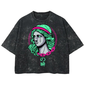 Playera streetwear premium de anime y gaming ExtraLife MX, corte boxy deluxe mineral wash heavyweight en color Acid Wash, moda urbana mexicana de culto.