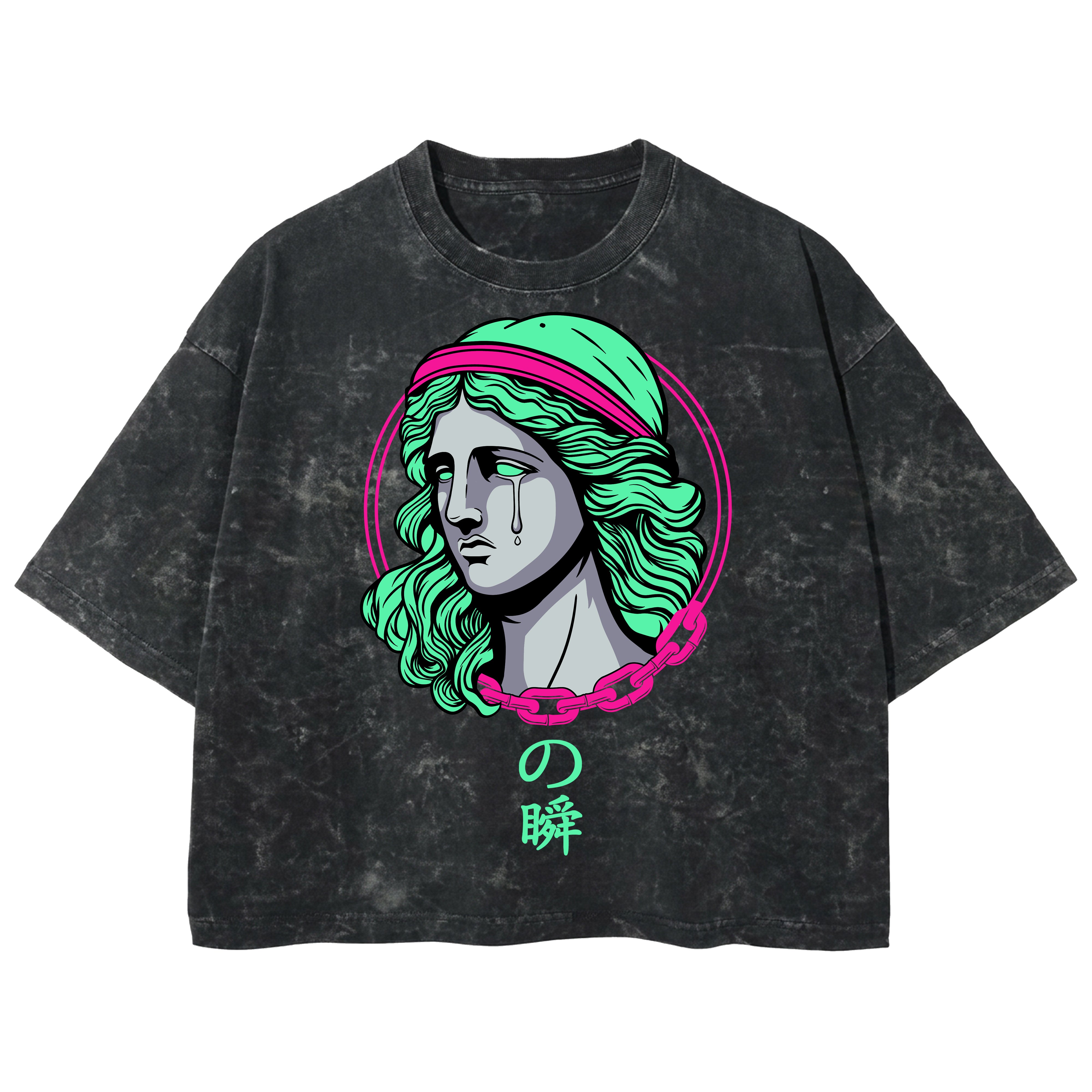 Playera streetwear premium de anime y gaming ExtraLife MX, corte boxy deluxe mineral wash heavyweight en color Acid Wash, moda urbana mexicana de culto.